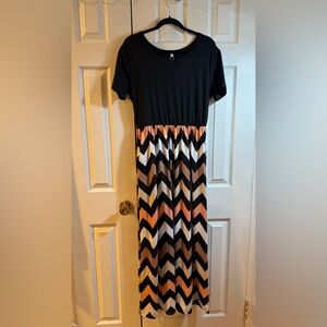 Elegant Black and Chevron Maxi Dress